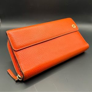 Authentic GUCCI Wallet Zipper Interlocking GG Leather Orange